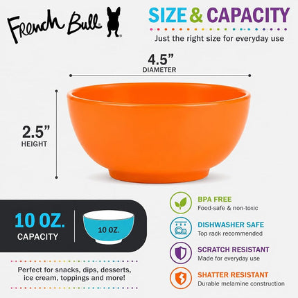 French Bull 72309 4" Mini Bowl Set of 6 - Melamine Dinnerware - Small, Kids, Pasta - Multicolor