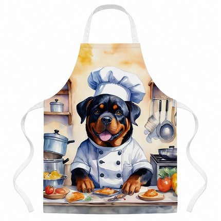 Caroline's Treasures Rottweiler Le tablier de cuisine Le chef, pour la cuisson, la cuisine, le service, la pâtisserie, les travaux manuels, le jardinage, pour femmes et hommes adultes, unisexe, grand, multicolore