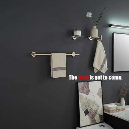 JQK Small Floating Glass Shelves Champagne Bronze, 4 Inch Display Ledges for Wall, Mini Decor, Living Room Bedroom Bathroom, Tempered Glass Shower Storage, 2 Pack, TGS101L4-CB-P2