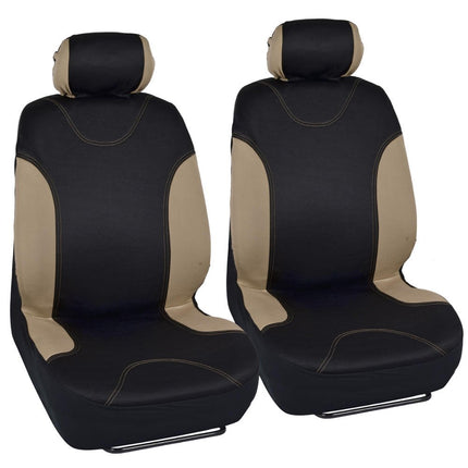 BDK Beige Car Seat Covers with Matching Carpet Floor Mats for Cars Full Set - Front Universal Seat Covers & Back Bench Seat Cover with Automotive Floor Mats - Car, SUV, Truck, & Van Interior Protector