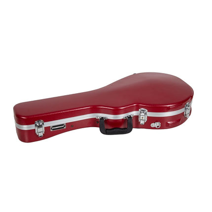 Crossrock F-Style Mandolin Case | ABS Molded Hardshell with Security Lock, Metal Feet, and Detachable Straps-Red (CRA862MFRD)