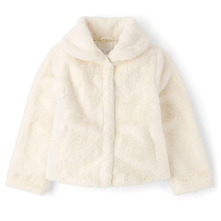 The Children's Place Girls' Dress Coats, White Faux Fur, X-Small