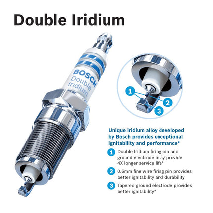 BOSCH 9616 OE Fine Wire Double Iridium Spark Plug - Pack of 4