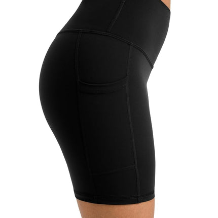 Colorfulkoala High Waisted Gym Shorts Women with Pockets 6" Inseam for Yoga Runing Workout Cycling (M, Black)