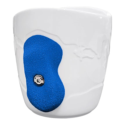 Two Stones Rock Climbing Coffee Mug (White + Blue, Ceramic, 450ml, Novelty, Reusable)