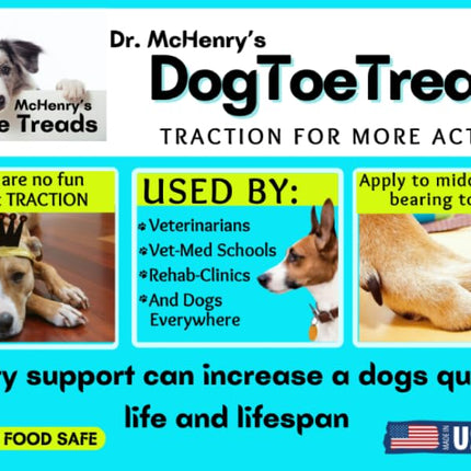 Dr. McHenry's Dog Toe Treads, Set of 20 w/Adhesive & Cleaning Brush, Increased Traction & Stability on Slippery Floors, Senior Dog Traction & Mobility Support (X-Large Kit- Weight: 60-150 lbs.)