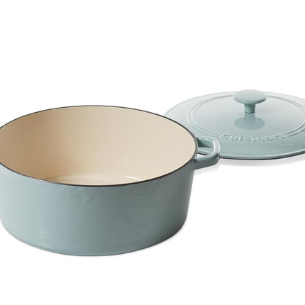 Cuisinart Chef's Classic Enameled Cast Iron Round Covered Casserole Collection 7-Quart Light Blue