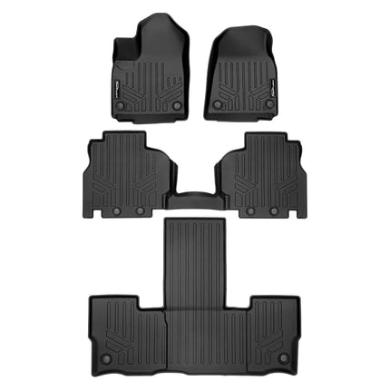 SMARTLINER All Weather Custom Fit Black 3 Row Car Mats Floor Mat Liner Set Compatible with 2022-2023 Jeep Wagoneer Grand Wagoneer (7 Passenger Model)