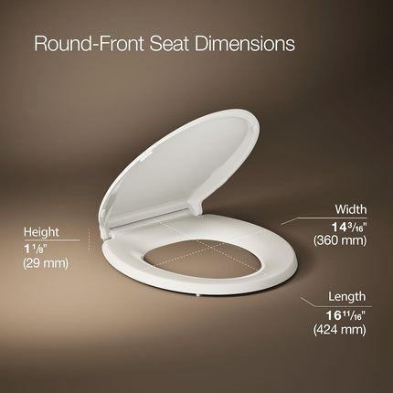 Kohler 4639-RL-96 Cachet ReadyLatch Quiet-Close Round Toilet Seat, Soft Close Toilet Seat, Round Toilet Seat Slow Close, Biscuit