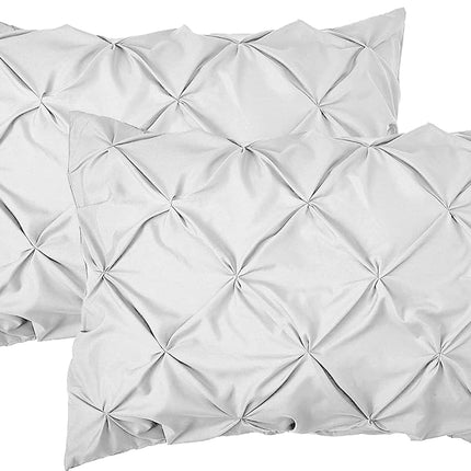 Elegant Comfort 2-Pack Sham Set Pinch Pleat Design, 1500 Premium Hotel Quality Microfiber, Stylish Design-Easy Care, Wrinkle and Stain Resistant, 2-Piece Sham Set, Pleated Standard/Queen, White