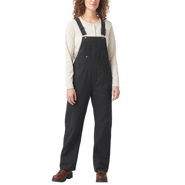 Dickies Womens W Bib Relaxed Straight, Rinsed Blac