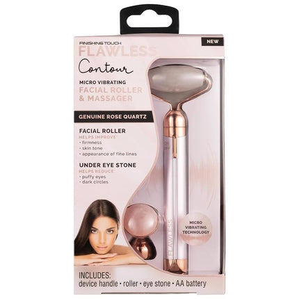Finishing Touch Flawless Contour Rouleau et Masseur Facial Vibrant, Quartz Rose