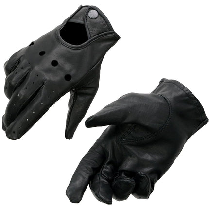 Milwaukee Leather Men's Perforated Gloves with Button Closure (Black, Medium)