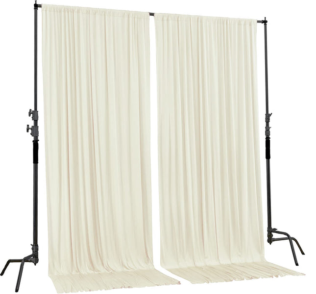 AK TRADING CO. 10 feet x 10 feet IFR Polyester Backdrop Drapes Curtains Panels with Rod Pockets - Wedding Ceremony Party Home Window Decorations - Ivory