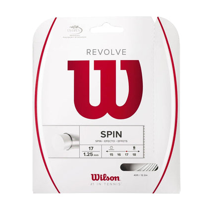 Cordaje de tenis Wilson Revolve, blanco, calibre 17