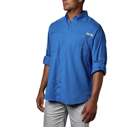 Columbia Camisa PFG Tamiami II de manga larga para hombre, Azul Vivo, Mediana