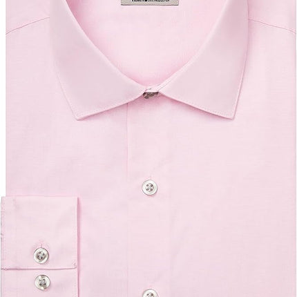 Kenneth Cole Men's Dress Shirt Slim Fit Solid, Pink, 15"-15.5" Neck 32"-33" Sleeve