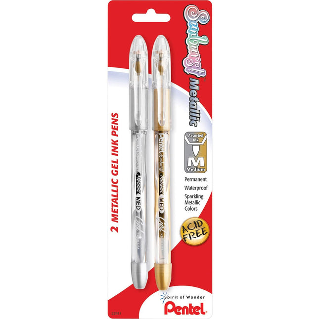 Pentel Sunburst Metallic Gel Pen, Medium Line, Per