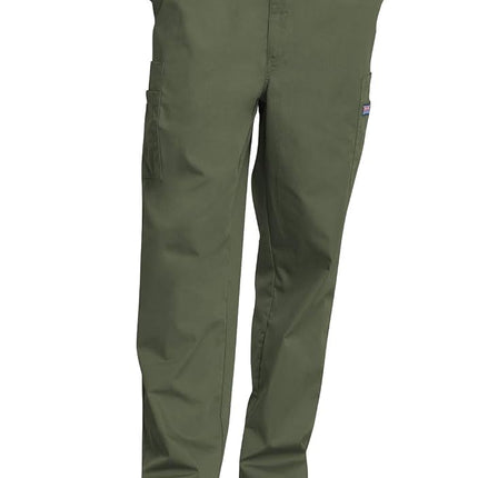 CHEROKEE Men's Drawstring Cargo Scrub Pant, Olive,