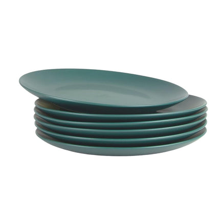 10 Strawberry Street Wazee Matte 10.5" Coupe Dinner Plate, Set of 6, Emerald Green