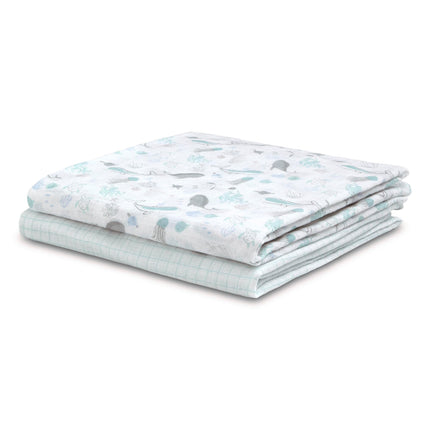 Delta Children Mantas de muselina 100% algodón para bebés y niñas – 119,4 x 119,4 cm (paquete de 2), Vida Marina
