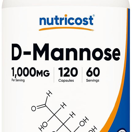 Nutricost D-Mannose 500 mg, 120 capsules – 1000 mg per serving, non-GMO and gluten-free