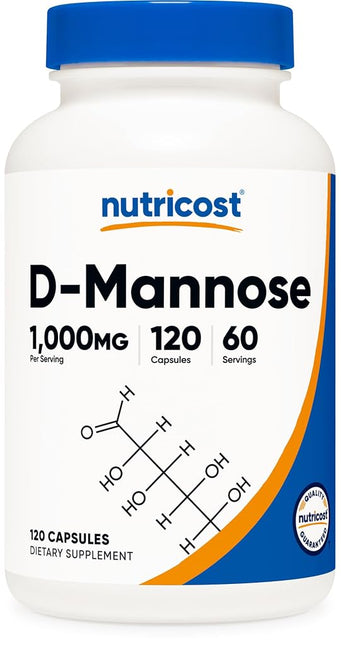 Nutricost D-Mannose 500 mg, 120 capsules – 1000 mg per serving, non-GMO and gluten-free