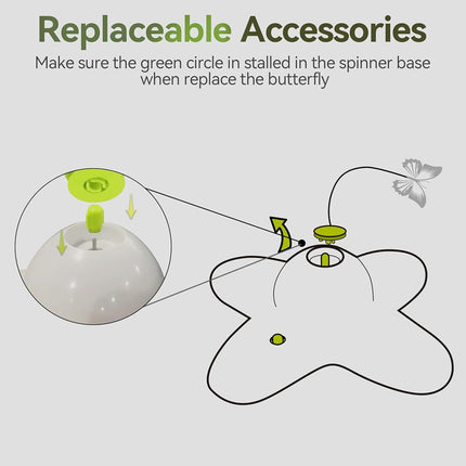 ALL FOR PAWS Interactive Cat Butterfly Toy with Two Replacement Flashing Butterflies Toy