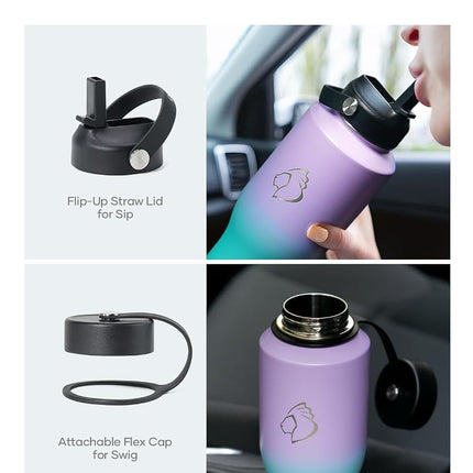 BUZIO 1.2 L Stainless Steel Water Bottle Fits in Car Cup Holders, Insulated