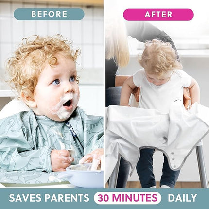BIBaDO Long Sleeve Waterproof Baby Bib, Serengeti & Dino Roar