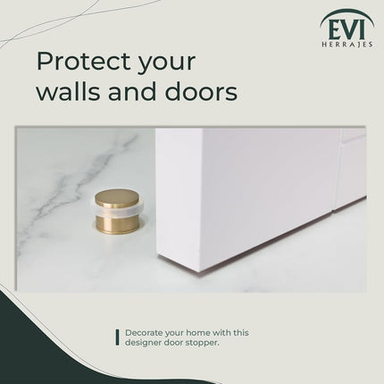 EVI Herrajes | Adhesive Golden Door Stop | White Rubber | No Screws |