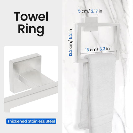 FAHKNS 10 Pièces Ensemble d'Accessoires de Salle de Bain 23,6 Pouces en Acier Inoxydable, Porte-Serviettes Carré Mural pour Salle de Bain, Argent