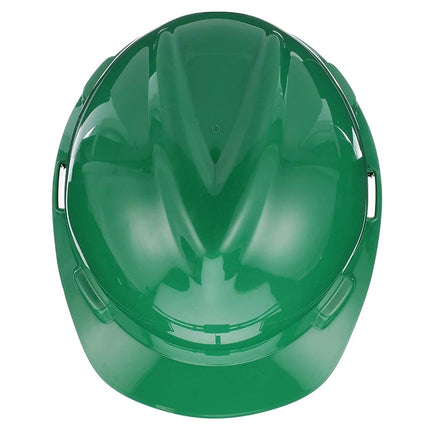 MSA 475362 V-Gard Cap Style Safety Hard Hat With Fas-Trac III Ratchet Suspension | Polyethylene Shell, Superior Impact Protection, Self Adjusting Crown-Straps - Standard Size in Green