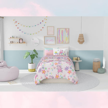 Franco Peppa Pig Kids Bedding Super Soft Comforter and Sheet Set with Sham, 5 Piece Twin Size, (Officially Licensed Product)