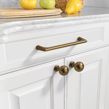 Asidrama 10 Pack 5 Inch(128mm) Antique Brass Cabinet Pulls Cabinet Handles Cupboard Handles Kitchen Cabinet Hardware for Cupboard Drawer Pulls