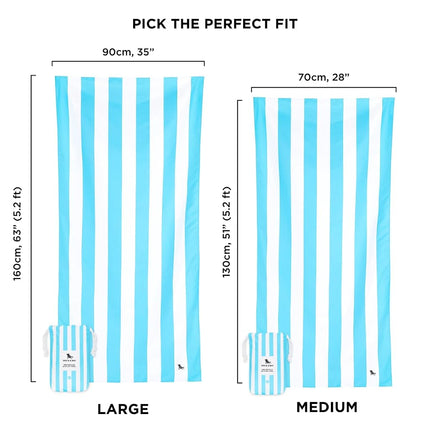 Dock & Bay Quick Drying Towel - for Sports & Gym - Compact, Lightweight - 100% Recycled - Includes Bag - Cabana - Tulum Blue, Medium (130x70cm, 51x27)