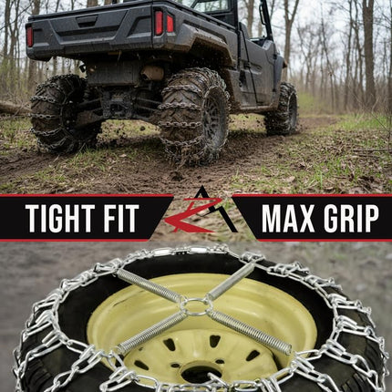 The ROP Shop Pair of 2 Link Tire Chains & Tensioners 16x6.5x8 for Snow Blowers, Lawn & Garden Tractors, Mowers & Riders, UTV, ATV, 4-Wheelers, Utility Vehicles