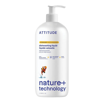 ATTITUDE Dish Detergent, Plant-Based, Hypoallergen