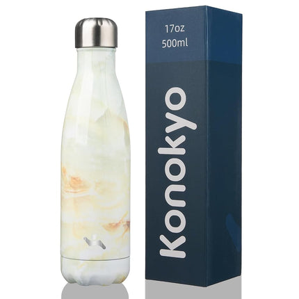 Konokyo 17oz Stainless Steel Insulated Water Bottles Sports Water Bottle,Marble-Jade