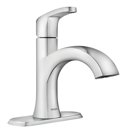 Moen Karis One-Handle Bathroom Sink Faucet, One Hole Lavatory Faucet with Drain Assembly and Optional Deck Plate, Chrome, 84346