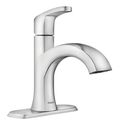 Moen Karis One-Handle Bathroom Sink Faucet, One Hole Lavatory Faucet with Drain Assembly and Optional Deck Plate, Chrome, 84346