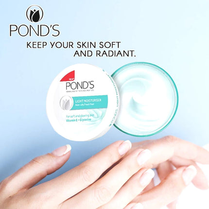 Pond's Light Moisturizing Cream for Soft and Glowing Skin Vitamin E, 3 Pack of 2.53 fl oz, Each