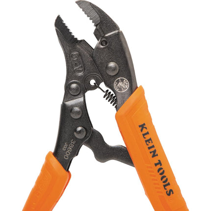 Klein Tools 38600 Curved Jaw Locking Pliers with Quick Release Handles, Intuitive Thumb Knob, High Torque, Mole Grips for Clamping and Gripping, 5-Inch