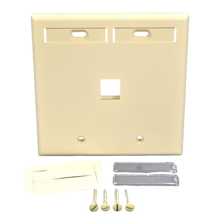 Leviton 42080-1TP 1-Port Dual Gang QuickPort Wallplate with ID Windows, Light Almond