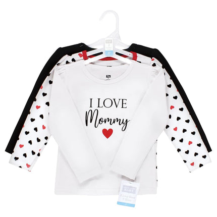 Hudson Baby T-shirts à manches longues pour bébés filles, fille maman rouge noir, 4 ans