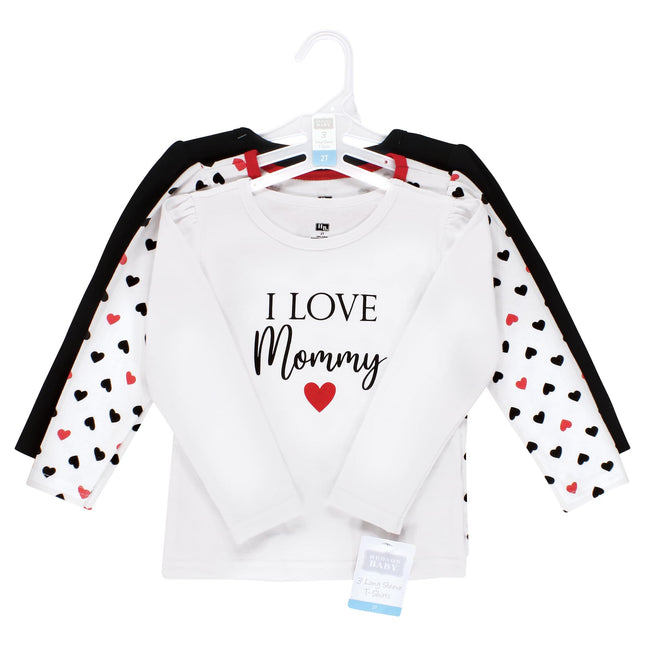 Hudson Baby T-shirts à manches longues pour bébés filles, fille maman rouge noir, 4 ans