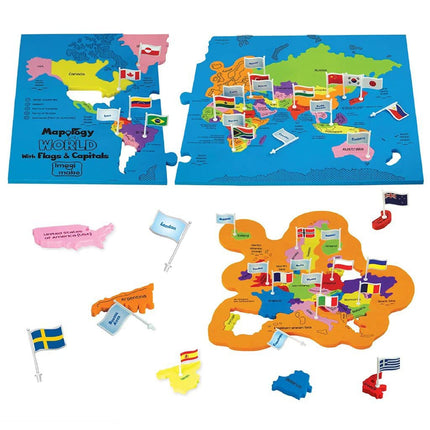 Imagimake: Mapology World with Flags & Capitals- w