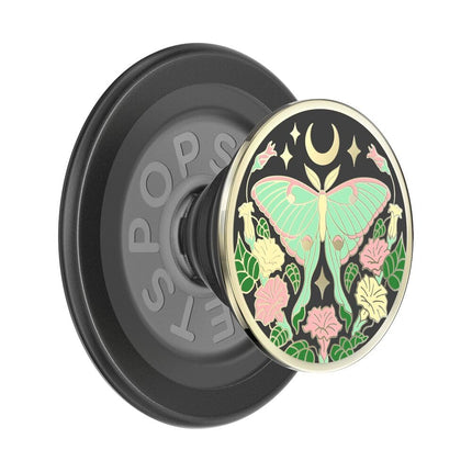 PopSockets Phone Grip for MagSafe with Kickstand, Magnetic Stand, Swappable Top, Secure Hold for iPhone MagSafe Cases, Phone & Tablet Grip - Enamel Luna Moth
