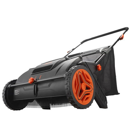 VEVOR Push Lawn Sweeper, 21inch Leaf & Grass Collector, Strong Plastic Wheels & Heavy Duty Thickened Steel Durable to Use with Large Capacity 3.5 cu. ft. Mesh Collection Hopper Bag, 2 Spinning Brushes