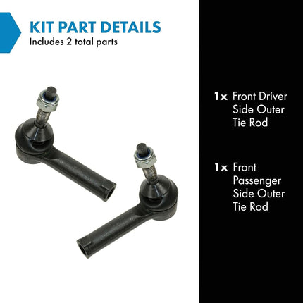 TRQ Front Outer Tie Rod End Left & Right Pair Set 2 For Taurus Sable Flex Lincoln